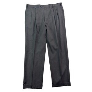 Jos A Bank 40x32 gray 100% Wool dress suit pants trousers cuffed pleated